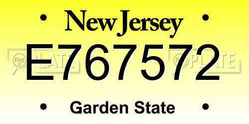 E767572 New Jersey License Plate