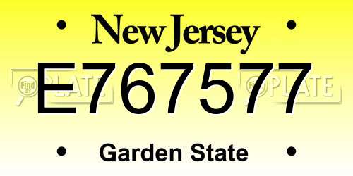 E767577 New Jersey License Plate