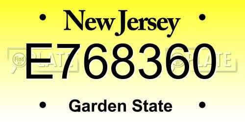 E768360 New Jersey License Plate