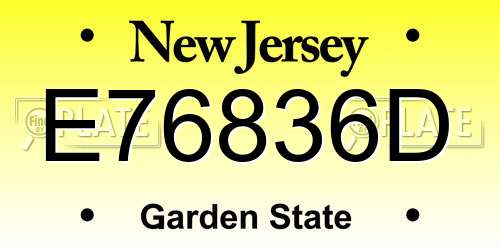 E76836D New Jersey License Plate