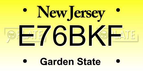 E76BKF New Jersey License Plate