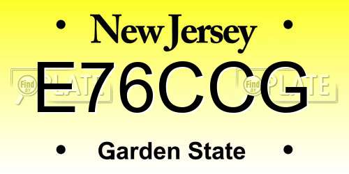 E76CCG New Jersey License Plate