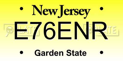 E76ENR New Jersey License Plate