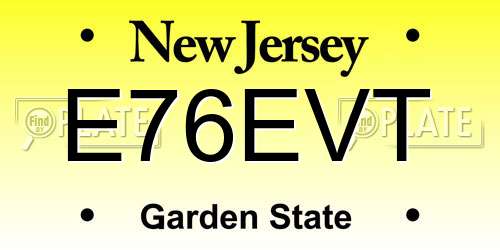 E76EVT New Jersey License Plate