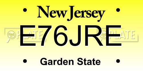 E76JRE New Jersey License Plate