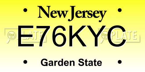E76KYC New Jersey License Plate