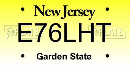 E76LHT New Jersey License Plate