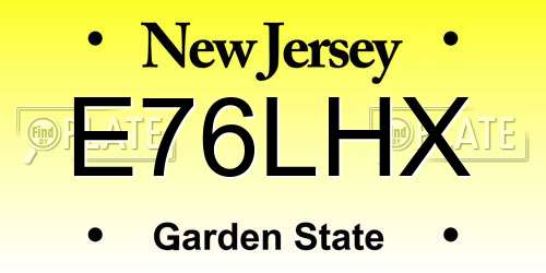 E76LHX New Jersey License Plate