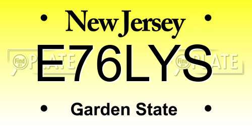 E76LYS New Jersey License Plate