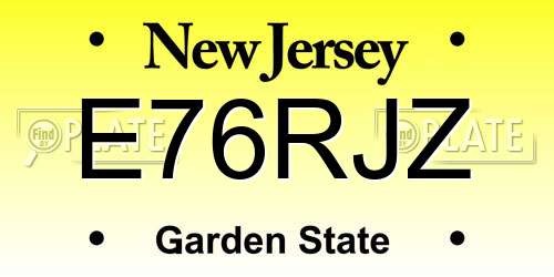 E76RJZ New Jersey License Plate