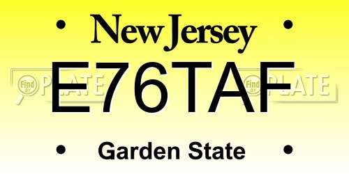 E76TAF New Jersey License Plate