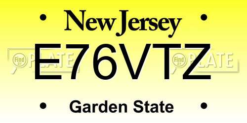 E76VTZ New Jersey License Plate