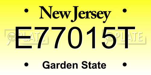 E77015T New Jersey License Plate