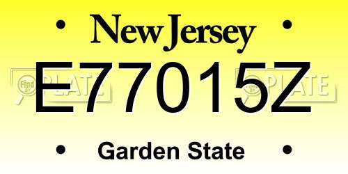 E77015Z New Jersey License Plate