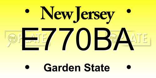 E770BA New Jersey License Plate