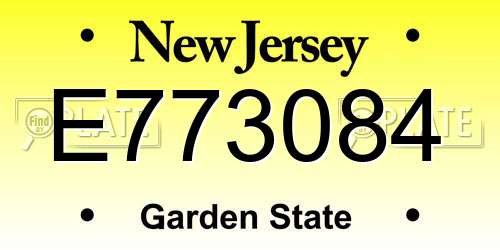 E773084 New Jersey License Plate
