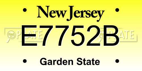 E7752B New Jersey License Plate