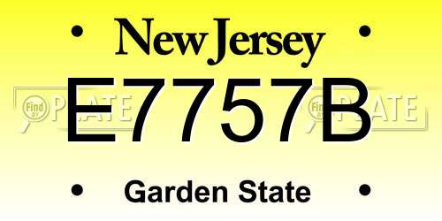 E7757B New Jersey License Plate