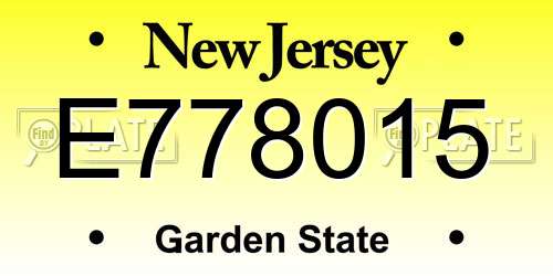 E778015 New Jersey License Plate