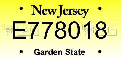 E778018 New Jersey License Plate