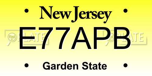 E77APB New Jersey License Plate