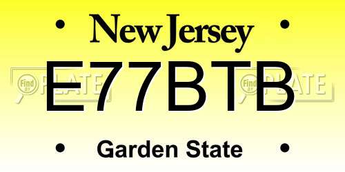 E77BTB New Jersey License Plate
