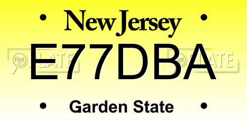 E77DBA New Jersey License Plate