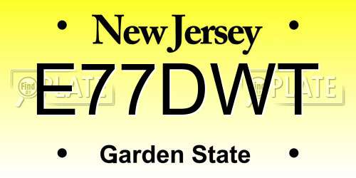E77DWT New Jersey License Plate