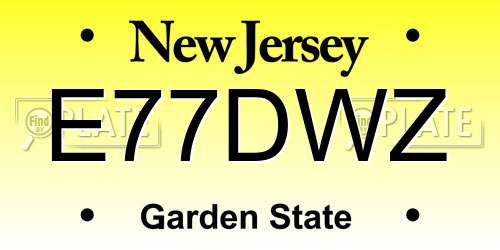 E77DWZ New Jersey License Plate
