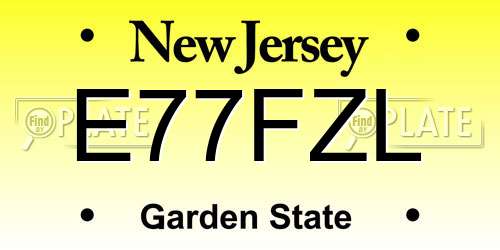 E77FZL New Jersey License Plate