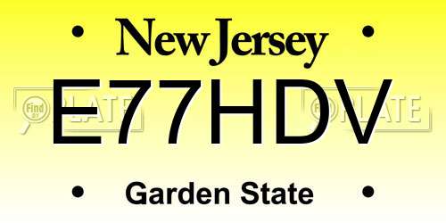 E77HDV New Jersey License Plate