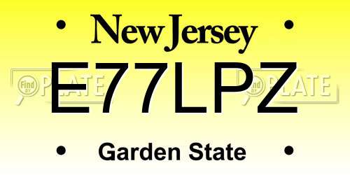E77LPZ New Jersey License Plate