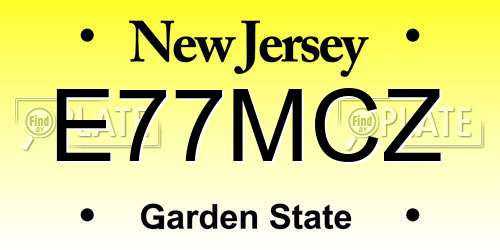 E77MCZ New Jersey License Plate