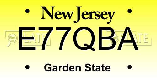 E77QBA New Jersey License Plate