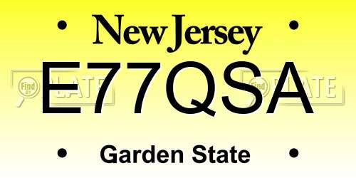 E77QSA New Jersey License Plate