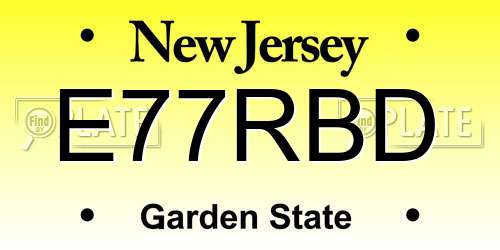 E77RBD New Jersey License Plate