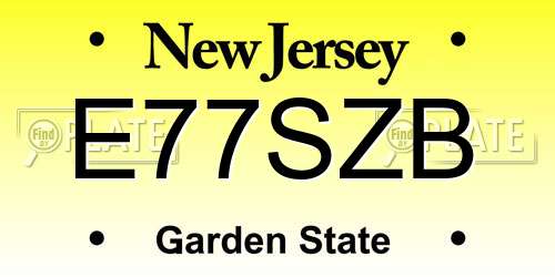 E77SZB New Jersey License Plate