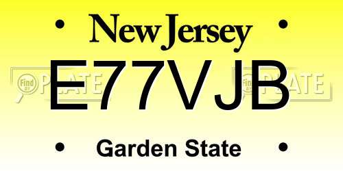 E77VJB New Jersey License Plate