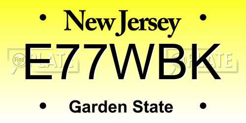 E77WBK New Jersey License Plate