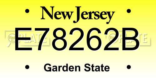 E78262B New Jersey License Plate