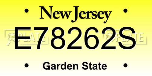 E78262S New Jersey License Plate