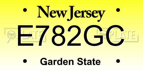 E782GC New Jersey License Plate