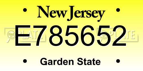 E785652 New Jersey License Plate
