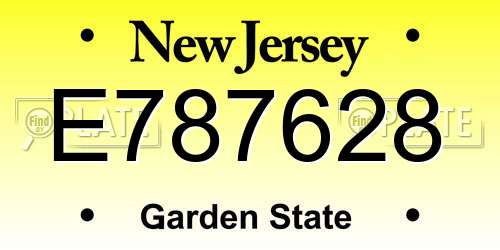 E787628 New Jersey License Plate