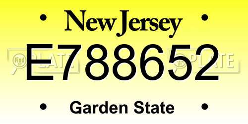 E788652 New Jersey License Plate