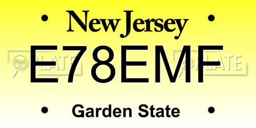 E78EMF New Jersey License Plate