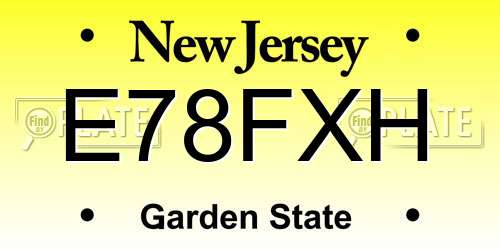 E78FXH New Jersey License Plate