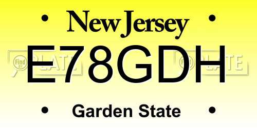 E78GDH New Jersey License Plate