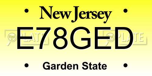 E78GED New Jersey License Plate