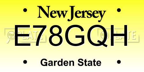 E78GQH New Jersey License Plate